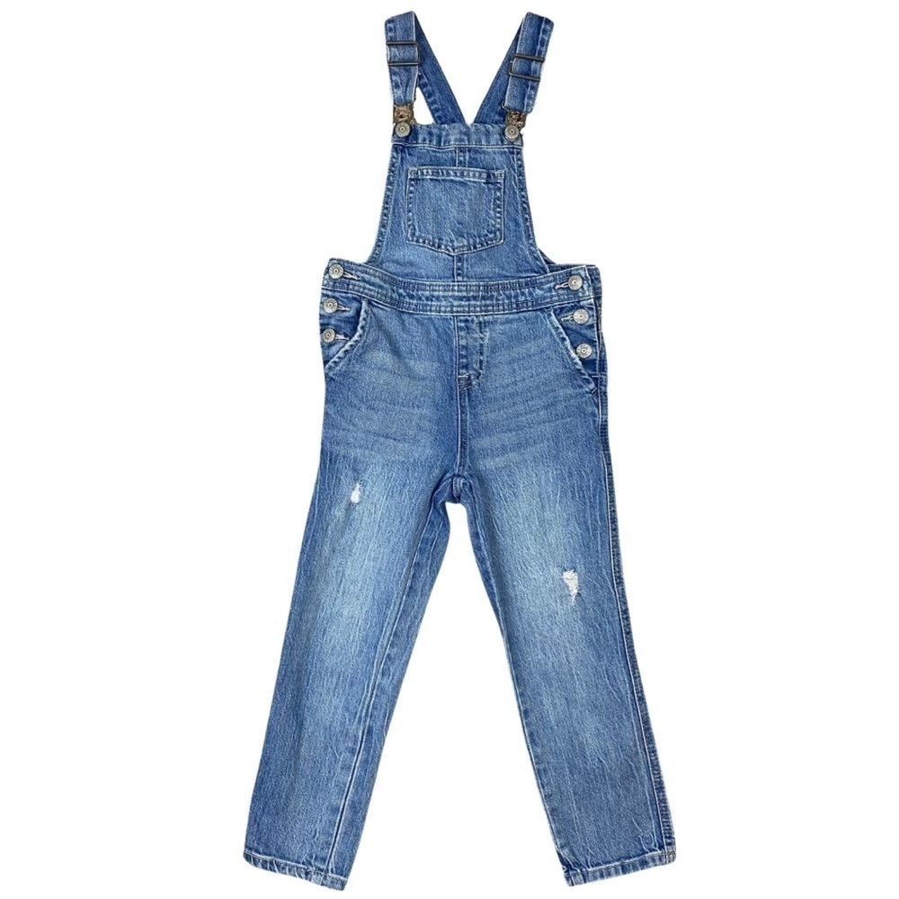 Cat & Jack Denim Straight Overalls Medium Wash Distressed Size‎ 4/5
